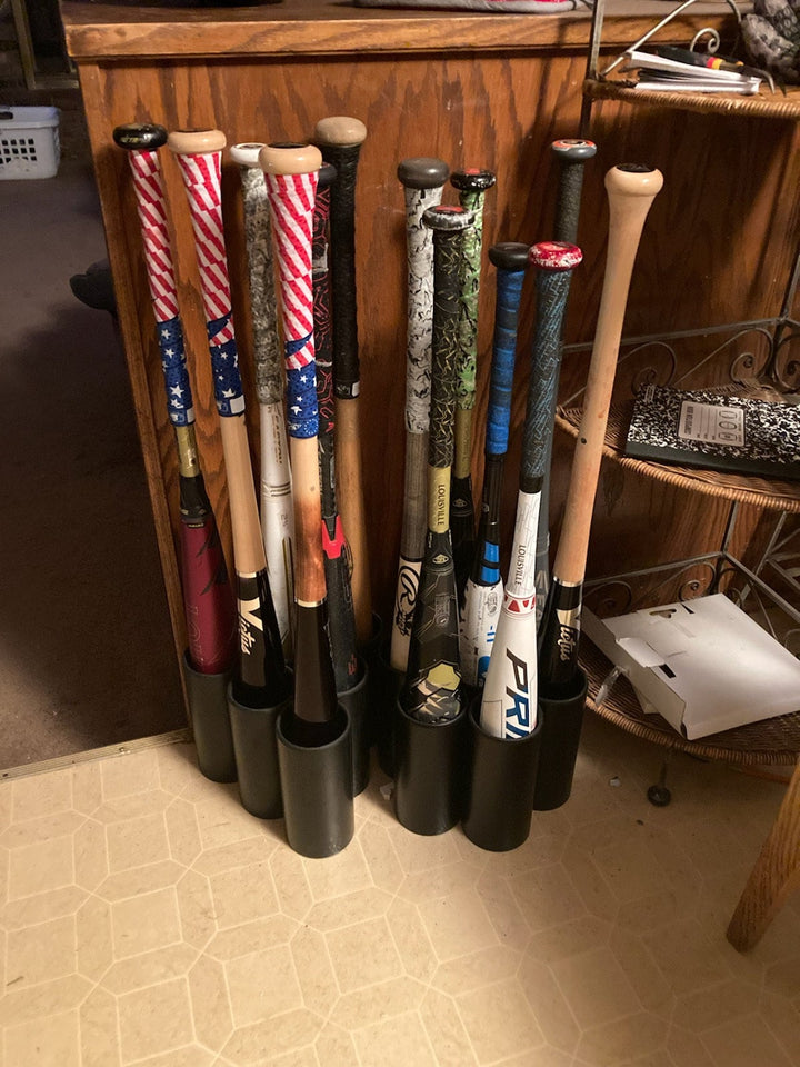 BatStow: Baseball, Softball 6 Bat Organizer Free - Standing Display Anywhere - Stickstow
