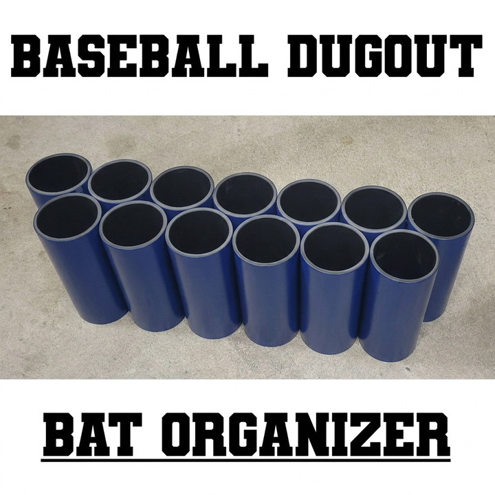 Blue baseball bat rack