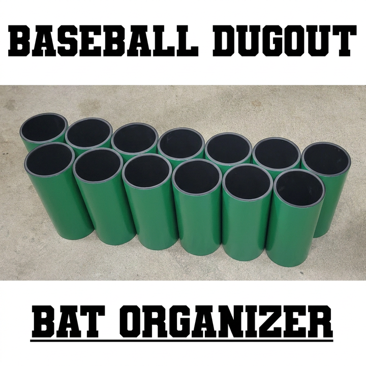 Green baseball bat rack
