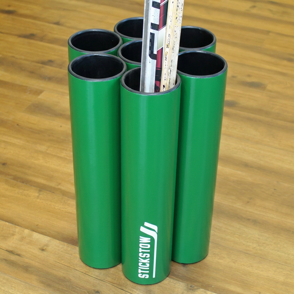 Green hockey stick organizer