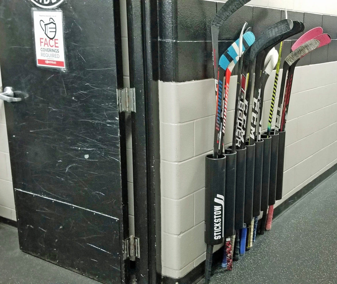 Hockey Stick Storage Rack that easily holds (30+) Wall Mounted locker room tough - Stickstow
