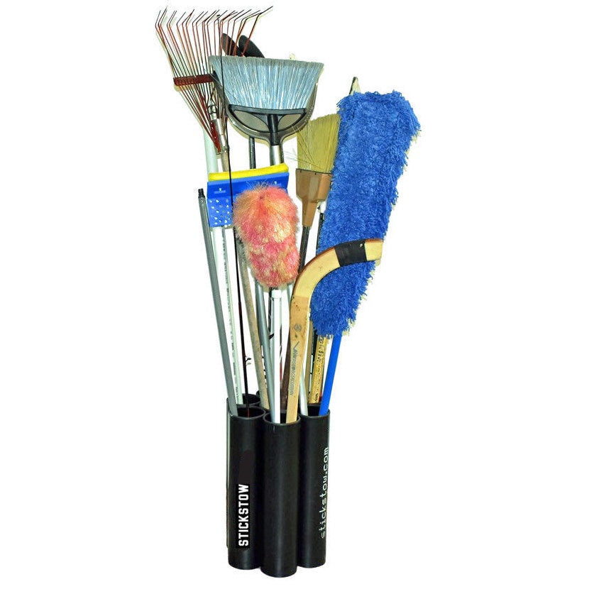Stickstow Multi: Free-Standing Broom, Rake, Stick Organizer for Garage & Closet