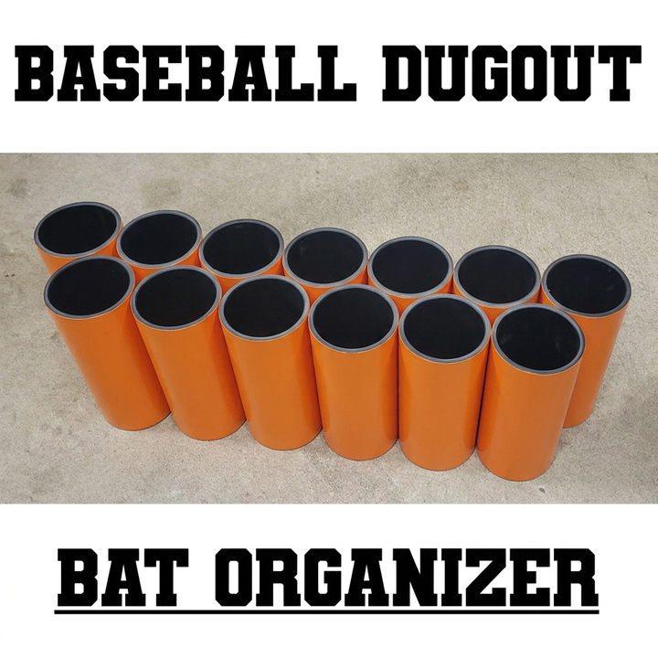 Orange baseball bat rack