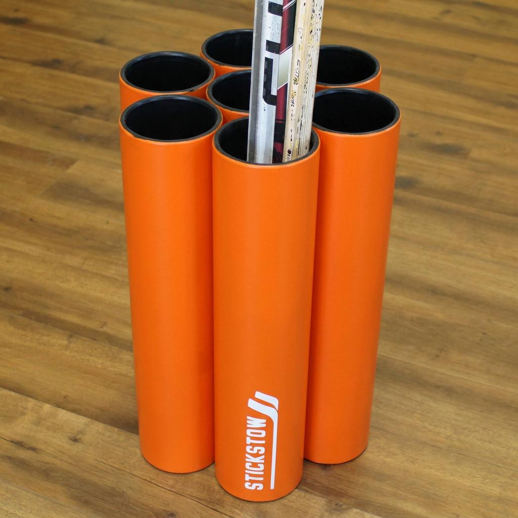 Orange hockey stick organizer