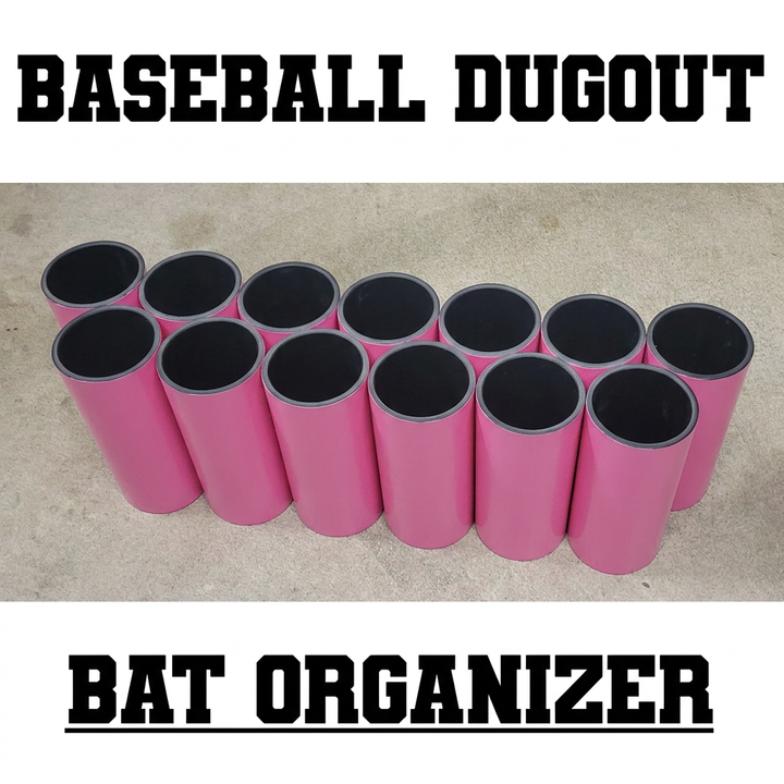 Pink baseball bat rack