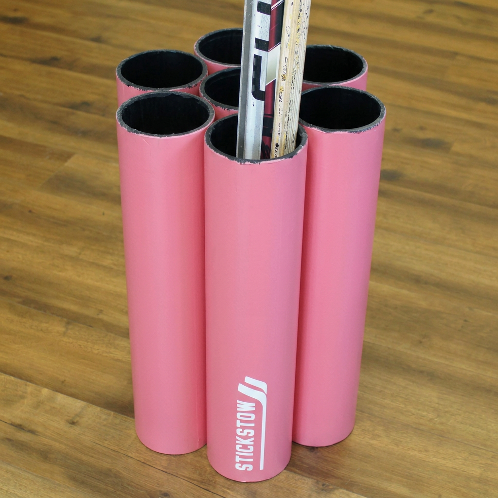 Pink hockey stick organizer