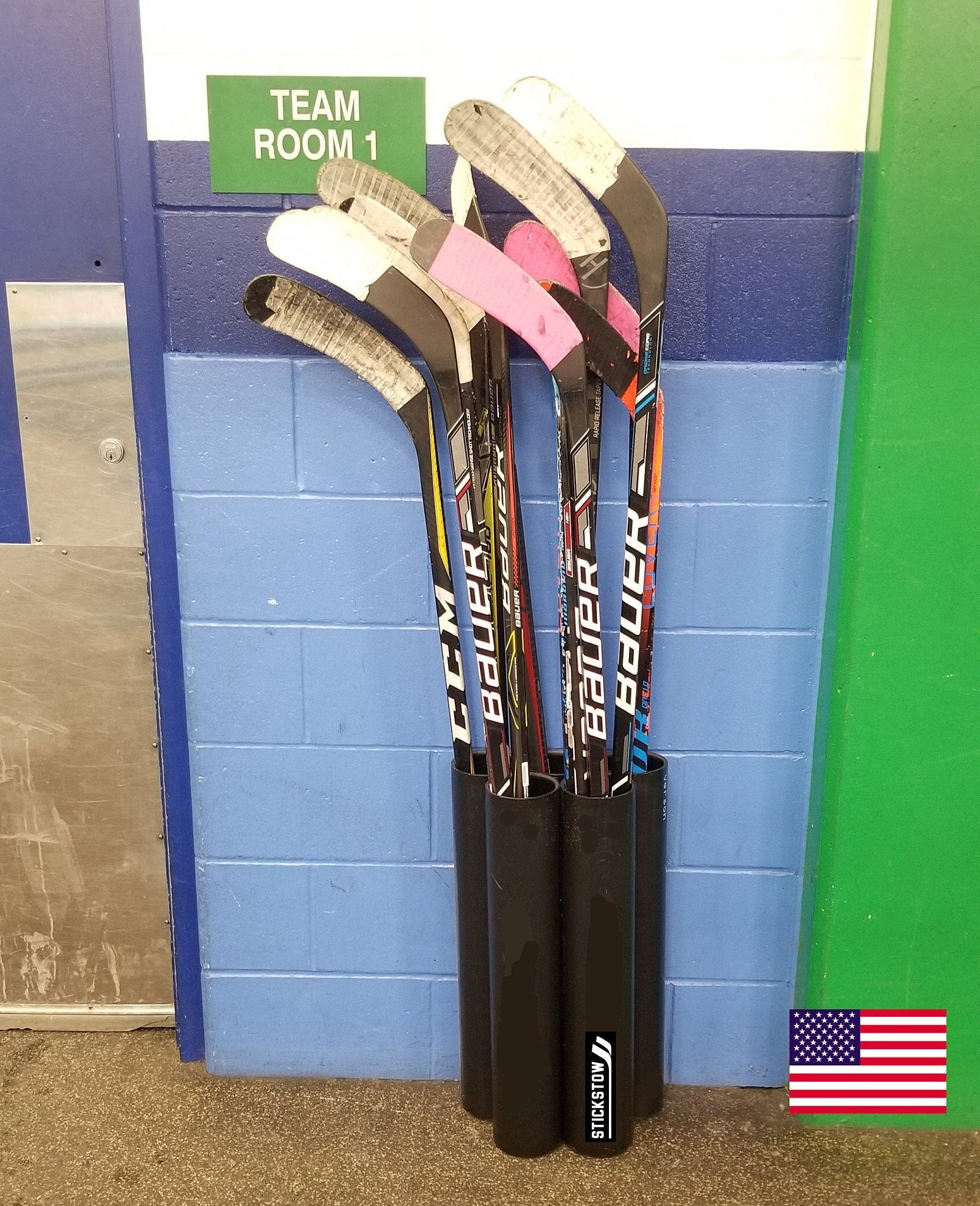 Outdoor Rink Stick Rack Free-Standing Hockey Stick Rack - Holds 10-20 Sticks - Stickstow ...
