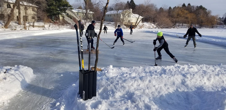 Players Free Standing Hockey Stick Rack for 10 - 20 Sticks Set Anywhere - Stickstow