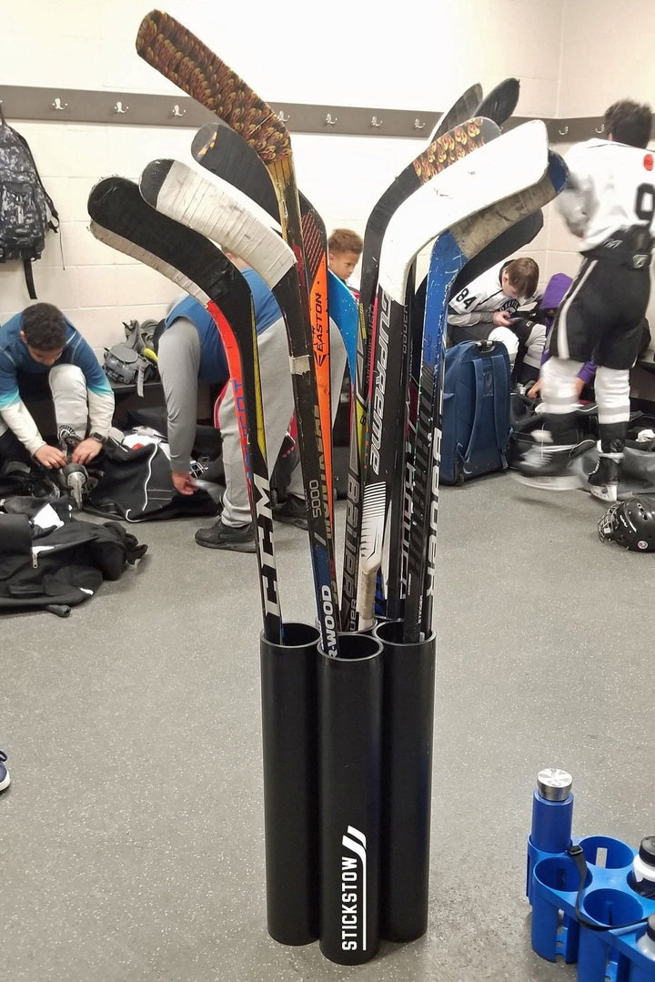 Players Free Standing Hockey Stick Rack for 10 - 20 Sticks Set Anywhere - Stickstow