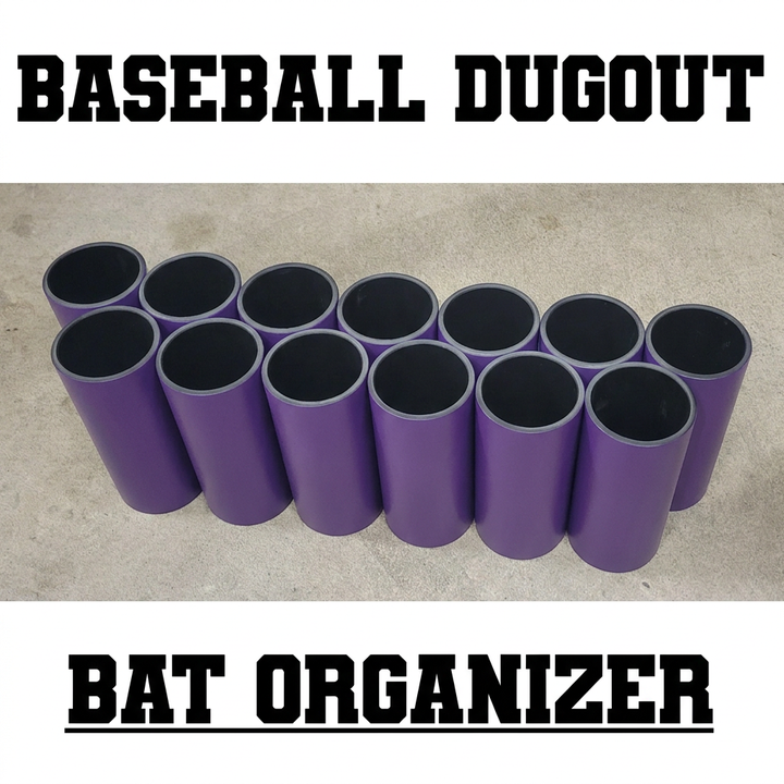 Purple baseball bat rack