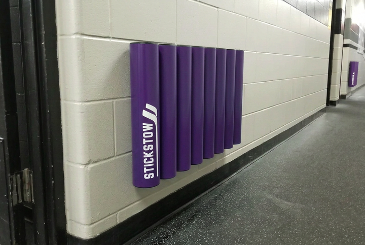 Purple eight-tube hockey stick rack