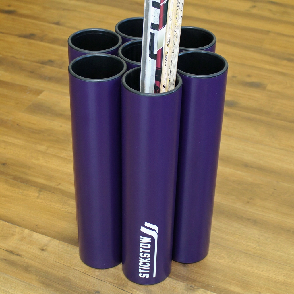 Purple hockey stick organizer