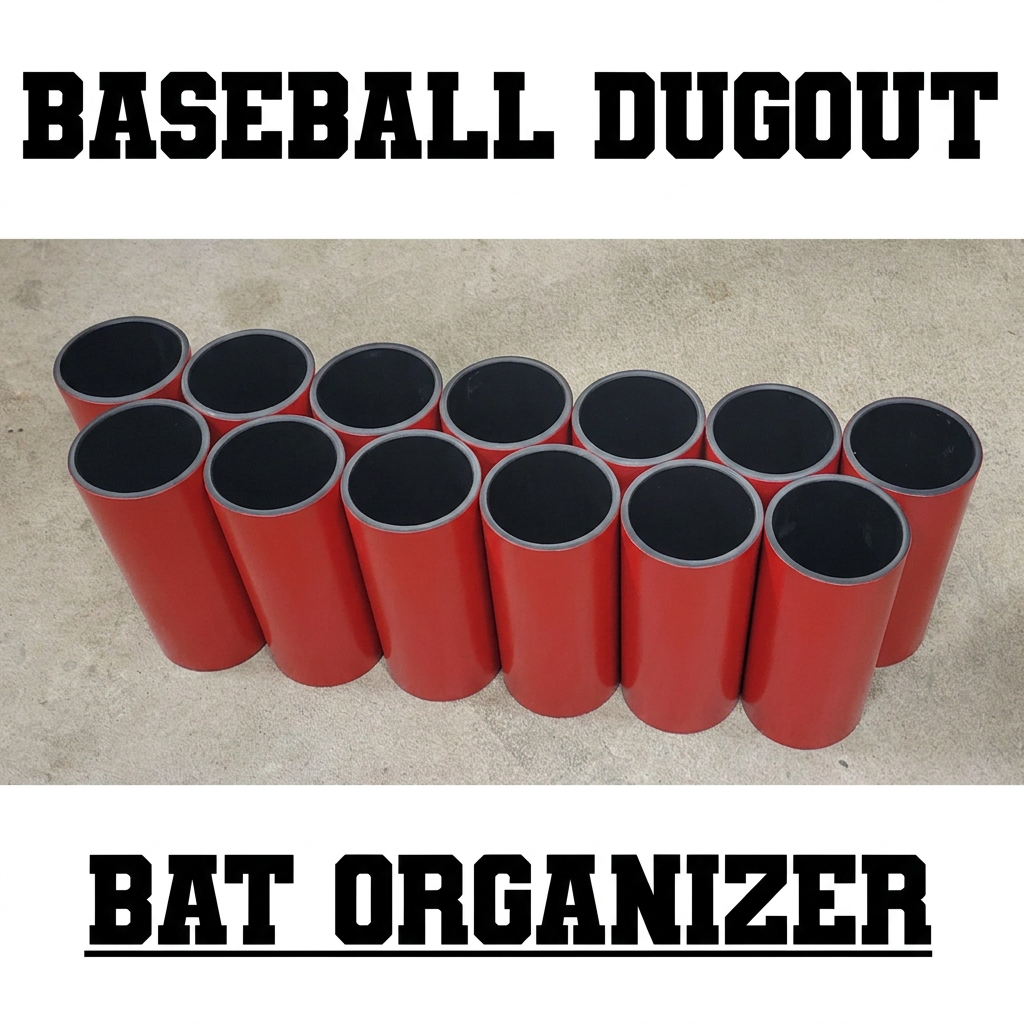 Red baseball bat rack