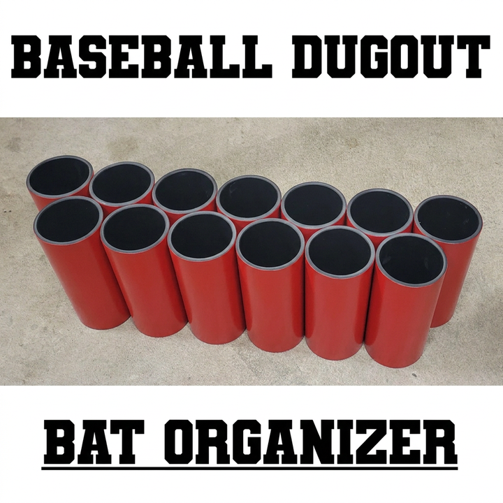 Red baseball bat rack