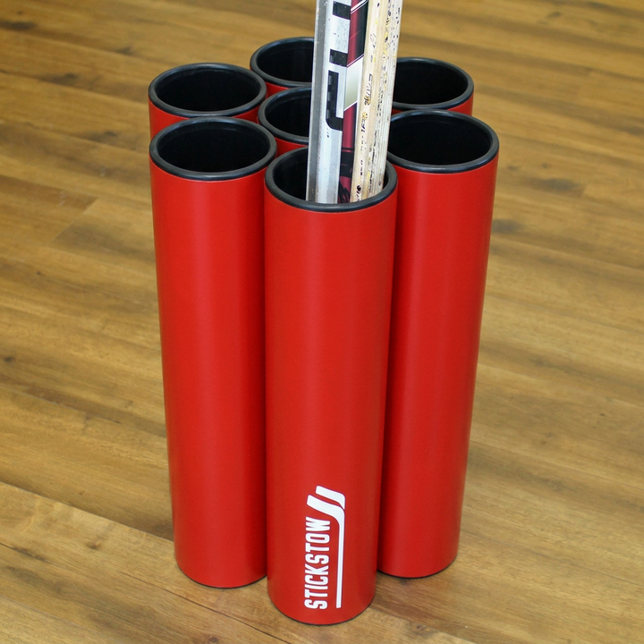 Red hockey stick organizer