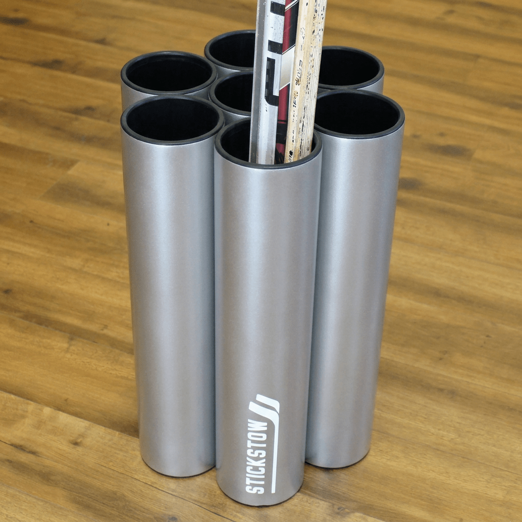 Silver hockey stick organizer