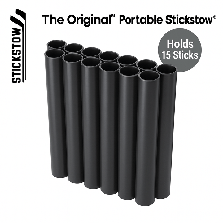 Stickstow® Hockey Stick & Gear Organizer – Durable Storage Rack Holds 15 Sticks for Rink or Garage - Stickstow For Bats, Sticks Storage